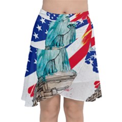 Statue Of Liberty Independence Day Poster Art Chiffon Wrap Front Skirt