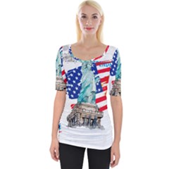 Statue Of Liberty Independence Day Poster Art Wide Neckline Tee