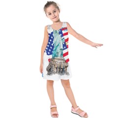 Statue Of Liberty Independence Day Poster Art Kids  Sleeveless Dress