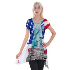 Statue Of Liberty Independence Day Poster Art Short Sleeve Side Drop Tunic