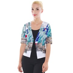 Statue Of Liberty Independence Day Poster Art Cropped Button Cardigan