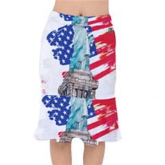 Statue Of Liberty Independence Day Poster Art Short Mermaid Skirt