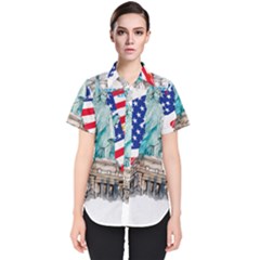 Statue Of Liberty Independence Day Poster Art Women s Short Sleeve Shirt
