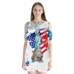 Statue Of Liberty Independence Day Poster Art Shoulder Cutout Velvet One Piece