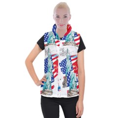 Statue Of Liberty Independence Day Poster Art Women s Button Up Vest