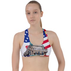 Statue Of Liberty Independence Day Poster Art Criss Cross Racerback Sports Bra