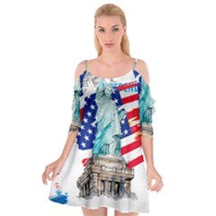 Statue Of Liberty Independence Day Poster Art Cutout Spaghetti Strap Chiffon Dress