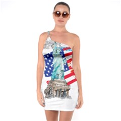 Statue Of Liberty Independence Day Poster Art One Soulder Bodycon Dress