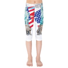 Statue Of Liberty Independence Day Poster Art Kids  Capri Leggings 