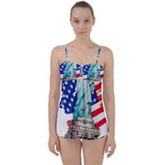 Statue Of Liberty Independence Day Poster Art Babydoll Tankini Set