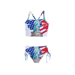 Statue Of Liberty Independence Day Poster Art Girls  Tankini Swimsuit