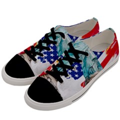 Statue Of Liberty Independence Day Poster Art Men s Low Top Canvas Sneakers