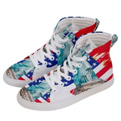 Statue Of Liberty Independence Day Poster Art Women s Hi-Top Skate Sneakers