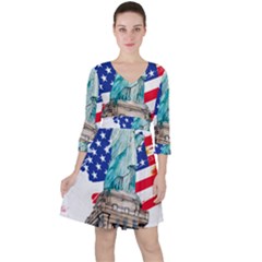 Statue Of Liberty Independence Day Poster Art Ruffle Dress