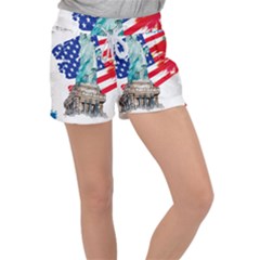 Statue Of Liberty Independence Day Poster Art Women s Velour Lounge Shorts