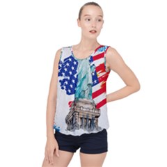 Statue Of Liberty Independence Day Poster Art Bubble Hem Chiffon Tank Top