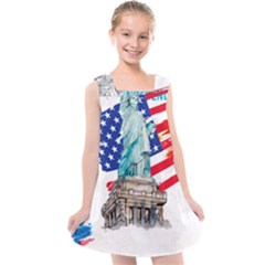 Statue Of Liberty Independence Day Poster Art Kids  Cross Back Dress