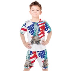 Statue Of Liberty Independence Day Poster Art Kids  Tee and Shorts Set