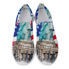 Statue Of Liberty Independence Day Poster Art Women s Slip On Sneakers