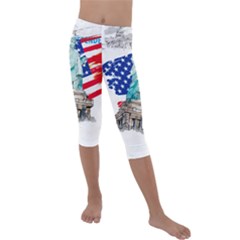 Statue Of Liberty Independence Day Poster Art Kids  Lightweight Velour Capri Leggings 