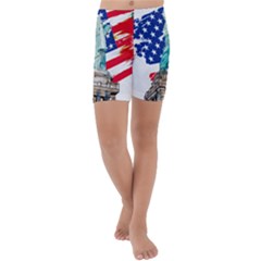 Statue Of Liberty Independence Day Poster Art Kids  Lightweight Velour Capri Yoga Leggings