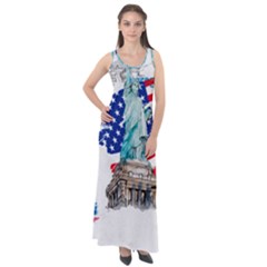 Statue Of Liberty Independence Day Poster Art Sleeveless Velour Maxi Dress