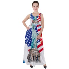 Statue Of Liberty Independence Day Poster Art Empire Waist Velour Maxi Dress