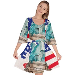 Statue Of Liberty Independence Day Poster Art Velour Kimono Dress