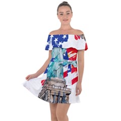 Statue Of Liberty Independence Day Poster Art Off Shoulder Velour Dress