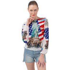 Statue Of Liberty Independence Day Poster Art Banded Bottom Chiffon Top