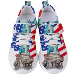 Statue Of Liberty Independence Day Poster Art Women s Velcro Strap Shoes