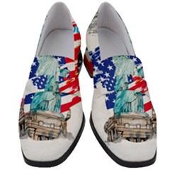 Statue Of Liberty Independence Day Poster Art Women s Chunky Heel Loafers
