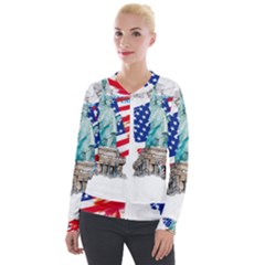 Statue Of Liberty Independence Day Poster Art Velour Zip Up Jacket