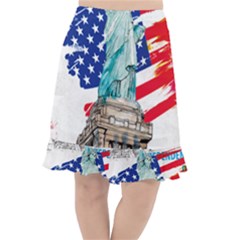 Statue Of Liberty Independence Day Poster Art Fishtail Chiffon Skirt