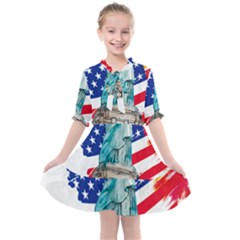 Statue Of Liberty Independence Day Poster Art Kids  All Frills Chiffon Dress