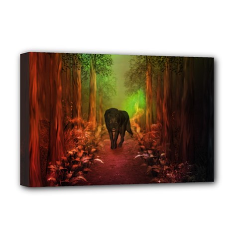 The Lonely Wolf In The Night Deluxe Canvas 18  X 12  (stretched) by FantasyWorld7