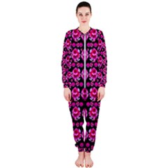Floral To Be Happy Of In Soul And Mind Decorative Onepiece Jumpsuit (ladies)  by pepitasart