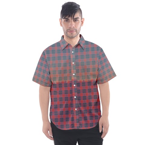 Bleached Plaid Tartan Mod Style Men s Short Sleeve Shirt by NaturalDesign