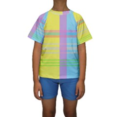 Easter Background Easter Plaid Kids  Short Sleeve Swimwear