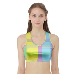 Easter Background Easter Plaid Sports Bra with Border