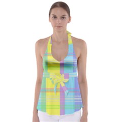 Easter Background Easter Plaid Babydoll Tankini Top