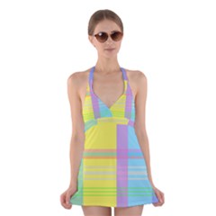 Easter Background Easter Plaid Halter Dress Swimsuit 