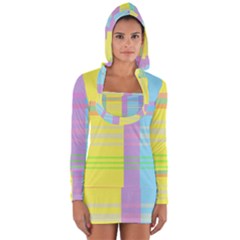 Easter Background Easter Plaid Long Sleeve Hooded T-shirt