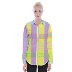 Easter Background Easter Plaid Womens Long Sleeve Shirt