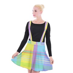 Easter Background Easter Plaid Suspender Skater Skirt