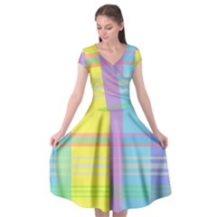 Easter Background Easter Plaid Cap Sleeve Wrap Front Dress