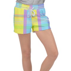 Easter Background Easter Plaid Women s Velour Lounge Shorts