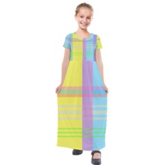 Easter Background Easter Plaid Kids  Short Sleeve Maxi Dress