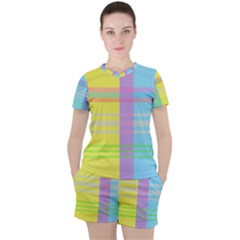 Easter Background Easter Plaid Women s Tee and Shorts Set