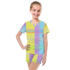 Easter Background Easter Plaid Kids  Mesh Tee and Shorts Set